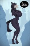  anthro areola biped black_body black_fur black_hair black_nipples blush breasts dialogue english_text female fur genitals group hair hi_res looking_at_viewer nipples pussy scp-1471 scp-1471-a scp_foundation speech_bubble text white_body white_eyes yukkooart 