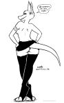  anthro bottomwear breasts butt clothed clothing dialogue ear_piercing ear_ring english_text female fur hi_res kangaroo kangy_(tegerio) legwear looking_back macropod mammal marsupial piercing rear_view ring_piercing skirt solo tail tegerio text thigh_high_stockings thigh_highs topless 
