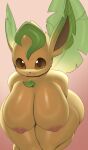  anthro big_breasts breasts eeveelution female generation_4_pokemon hi_res leafeon nintendo pokemon pokemon_(species) solo x_no_na_x yellow_body 