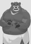  2023 absurd_res anthro bear belly big_belly en_1_9 hi_res humanoid_hands kemono male mammal moobs overweight overweight_male simple_background solo towel 