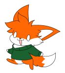 ambiguous_gender animated anthro canid canine clothing dipstick_tail fluffy fluffy_tail fox fur green_clothing loop mammal markings noarustar open_mouth orange_body orange_fur pillzman_(character) running short_playtime solo sweater tail tail_markings topwear white_body white_eyes white_fur 