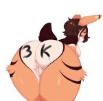  2022 anthro big_butt biotari biped breasts brown_body brown_fur brown_hair brown_tail butt butt_focus chaoko_(biotari) eyebrows eyelids female female_anthro fur genitals glistening glistening_eyes hair heart_(marking) hi_res lagomorph leporid long_ears looking_at_viewer looking_back looking_back_at_viewer mammal markings multicolored_body multicolored_fur nude nude_anthro nude_female pink_nose portrait purple_eyes pussy rabbit scut_tail short_tail simple_background solo tail thigh_tuft three-quarter_portrait white_background white_body white_breasts white_butt white_fur white_markings 