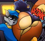  anthro ass_to_face big_butt butt canid canine car carmelita_fox clothing duo female fox grimphantom he_wants_to_order honk looking_at_viewer male mammal mask meme panties procyonid raccoon sly_cooper sly_cooper_(series) sony_corporation sony_interactive_entertainment sucker_punch_productions underwear vehicle 