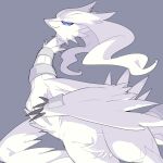  ambiguous_gender blue_eyes chest_tuft claws crotch_tuft dragon facial_tuft feral fur generation_5_pokemon legendary_pokemon long_neck looking_at_viewer nintendo pokemon pokemon_(species) reshiram simple_background smile smiling_at_viewer solo tuft uwaaaaaaaaooooi white_body white_fur winged_arms wings 