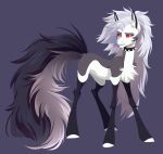 2022 absurd_res clenched_teeth collar crossover demon digital_media_(artwork) earth_pony equid equine eyebrows eyelashes fangs female feral fluffy fluffy_tail fur grey_body grey_fur grey_hair hair hasbro helluva_boss hi_res horse inner_ear_fluff lambibelle leg_markings long_hair long_tail looking_at_viewer loona_(helluva_boss) mammal markings multicolored_body multicolored_fur my_little_pony narrowed_eyes ponification pony red_sclera signature simple_background socks_(marking) solo spiked_collar spikes standing tail teeth tuft two_tone_body two_tone_fur white_body white_fur 