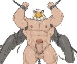  accipitriform accipitriform_humanoid animal_head animal_humanoid armpit_hair avian avian_humanoid balls beak bird bird_humanoid body_hair chain chained doraemon eagle_humanoid erection eyebrows for_a_head genitals glans hi_res huger_smot humanoid humanoid_genitalia humanoid_penis icarus_(doraemon) male muscular muscular_humanoid muscular_male nipples penis simple_background solo vein veiny_penis white_background wings 