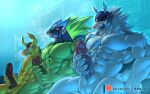  animal_humanoid blue_body bna_v5 canid canid_humanoid canine canine_humanoid capcom genitals green_body group group_masturbation hi_res humanoid humanoid_genitalia humanoid_penis male male/male mammal mammal_humanoid masturbation mega_man_(series) mega_man_star_force omega-xis orange_body penis red_eyes taurus_fire trio wolf_humanoid wolf_woods 