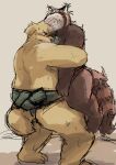  2023 absurd_res ailurid akatadobuchiki anthro asian_clothing bodily_fluids canid canine canis clothing domestic_dog duo east_asian_clothing eyes_closed hi_res japanese_clothing kemono male mammal mawashi overweight overweight_male red_panda sumo sumo_wrestler sumo_wrestling sweat 
