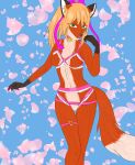  absurd_res ambiguous_gender anthro bow_ribbon canid canine cherry_blossom clothing female fox hi_res lingerie mammal mochiko69 nails plant pose solo 
