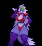  anthro armwear big_breasts breasts canid canine canis clothed clothing ear_piercing female fingers fishnet fishnet_clothing fishnet_legwear five_nights_at_freddy&#039;s five_nights_at_freddy&#039;s:_security_breach fur genitals green_hair green_highlights grey_body grey_fur grey_hair hair hi_res highlights_(coloring) legwear long_hair machine mammal pattern_armwear pattern_clothing pattern_legwear piercing pulred pupils roxanne_wolf_(fnaf) scottgames simple_background solo standing steel_wool_studios striped_armwear striped_clothing striped_legwear stripes tail thick_thighs white_hair white_pupils wide_hips wolf yellow_eyes 