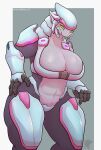  abs absurd_res alien anthro armor big_breasts breasts cleavage clothed clothing female gelato24 green_eyes halo_(series) headgear helmet hi_res machine mandibles microsoft muscular muscular_anthro muscular_female power_armor sangheili sharp_teeth solo teeth thick_thighs unconvincing_armor xbox_game_studios 