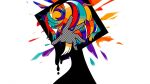  1other abstract covered_face dripping fake_transparency hand_focus machigami_yoh multicolored_hair original other_focus short_hair silhouette simple_background solo upper_body white_background 