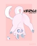 absurd_res anal anus awoope blue_eyes butt felid feline female feral genitals hi_res mammal model_sheet nintendo pawpads paws pink_body pokemon pussy slit solo verna_(awoope) wide_hips 