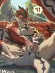  anon anthro capcom censored dragon duo flying_wyvern forced genitals hi_res human lan_rizardon male mammal monster_hunter open_mouth pecs penis rath_wyvern rathalos sitting_up spread_legs spreading wings wirebug wyvern 