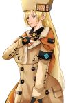  1girl absurdres blonde_hair chart drawing guilty_gear guilty_gear_strive highres long_hair military_uniform millia_rage shadowcero uniform worried 