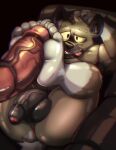  absurd_res aggretsuko anthro balls biped cursedmarked duo feet foot_fetish foot_focus foot_play footjob foreskin genitals haida_(aggretsuko) hi_res male male/male nude off_screen_character penis pubes sanrio sex soles vein veiny_penis 