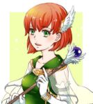  bob_cut cape elbow_gloves feather_hair_ornament feathers fire_emblem fire_emblem:_the_blazing_blade gloves green_eyes hair_ornament holding holding_staff leather leather_gloves priscilla_(fire_emblem) red_hair staff usachu_now wing_hair_ornament winged_hair_ornament 