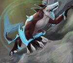 anthro blue_penis claws climbing climbing_wall demon fish genitals gray_(character) hi_res humanoid juckxony knot male marine monster open_mouth outside penis shark sharp_teeth solo teeth 