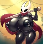  angstrom anthro areola arthropod big_areola big_breasts big_nipples black_areola black_body black_nipples breasts cloak clothing empty_eyes female genitals hi_res holding_object holding_weapon hollow_knight hornet_(hollow_knight) huge_areola huge_breasts huge_nipples hyper hyper_breasts nail_(weapon) nipples non-mammal_breasts nude puffy_areola puffy_nipples pussy solo spherical_breasts team_cherry weapon 