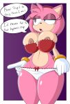  absurd_res accessory amy_rose anthro big_breasts blakey bracelet breasts brown_nipples clothing crop_top dialogue eulipotyphlan female gloves hair_accessory hairband handwear hedgehog hi_res hypnosis hypnotic_eyes jewelry mammal mind_control navel nipples panties pink_nose sega shirt solo sonic_the_hedgehog_(series) speech_bubble thick_thighs topwear underwear undressing 