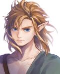  1boy blonde_hair blue_eyes closed_mouth cropped_torso dated hair_tie highres link looking_at_viewer male_focus pointy_ears solo the_legend_of_zelda the_legend_of_zelda:_breath_of_the_wild user_gryp2784 white_background 