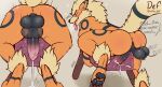  2023 absurd_res anus arcanine balls bodily_fluids breeding_mount butt canid canine cum cumshot ejaculation erection fur generation_1_pokemon genital_fluids genitals hi_res male mammal nintendo nsfw_def orange_body orange_fur pawpads penis pokemon pokemon_(species) simple_background solo stripes 