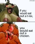  absurd_res anal anthro areola avian band1tnsfw big_areola big_breasts big_butt bird blush blush_lines breasts butt butt_grab chicken cross-eyed cunnilingus dick_sucking_lips digital_drawing_(artwork) digital_media_(artwork) dinosaur duo english_text female female/female female_anthro galliform gallus_(genus) glistening glistening_breasts hand_on_butt hi_res lips long_nails long_nipples looking_at_viewer meme nipples oral overweight overweight_anthro overweight_female phasianid raised_tail reptile rimming scalie sequence sex simple_background smile tail text theropod thick_lips thick_thighs tyrannosaurid tyrannosaurus tyrannosaurus_rex vaginal 