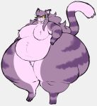  anthro atsuineko atsuineko_(character) belly big_belly big_breasts big_butt biped breast_tuft breasts butt crotch_tuft dipstick_tail domestic_cat fat_arms featureless_breasts felid feline felis female fluffy fluffy_hair full-length_portrait fur grey_background grey_body grey_fur grey_hair hair hand_on_hip hi_res highlights_(coloring) huge_butt huge_hips hyper hyper_butt hyper_hips long_hair looking_at_viewer mammal markings multicolored_body multicolored_fur multicolored_tail neck_tuft nude obese obese_anthro obese_female overweight overweight_anthro overweight_female pear-shaped_figure plantigrade portrait purple_body purple_fur raised_tail sharp_teeth simple_background smile solo standing striped_body striped_fur striped_markings striped_tail stripes tail tail_markings teeth three-quarter_view tuft whiskers white_body white_fur wide_hips yellow_sclera 