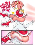  accessory amy_rose anonymous anthro big_breasts bodily_fluids boots bracelet breasts clothing dress duo eulipotyphlan face_in_breasts featureless_face female footwear gloves hair_accessory hairband handwear hedgehog hi_res human jewelry male male/female mammal panties sega sonic_the_hedgehog_(series) sweat thick_thighs thmii translucent underwear 