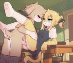  1boy 1girl animal_ears animal_hands animal_nose anus ass black_dress blonde_hair blush body_fur brown_fur brown_hair cat_ears cat_girl cat_tail censored closed_eyes closed_mouth clothes_lift clothes_pull crayon_(crayon1006) day dress dress_lift fewer_digits furry furry_female furry_male furry_with_furry green_eyes grey_pants hair_between_eyes hair_ornament hairclip hand_on_another&#039;s_thigh hetero indoors kneehighs legs_up lying medium_hair missionary mosaic_censoring no_panties no_shoes on_table orange_shirt original pants pants_pull parted_lips paw_print_soles penis pleated_dress ponytail pussy pussy_juice rabbit_boy rabbit_ears rabbit_tail sex shirt shirt_lift short_hair short_sleeves sidelocks socks sweat table tail thighs vaginal white_fur white_shirt white_socks yellow_fur 