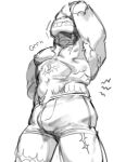  absurd_res anthro armpit_hair body_hair boxer_briefs bulge clothed clothing five_nights_at_freddy&#039;s five_nights_at_freddy&#039;s_3 hi_res kogito lagomorph leporid male mammal monochrome navel nipples pecs rabbit scar scottgames sketch solo springtrap_(fnaf) teeth topless topless_anthro topless_male underwear 