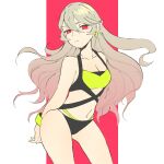  1girl alternate_costume arms_behind_back bracelet corrin_(female)_(fire_emblem) corrin_(fire_emblem) earrings facing_viewer fire_emblem fire_emblem_fates highres jewelry kiri_(tsuwano_010) looking_at_viewer pointy_ears red_eyes swimsuit 