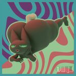  3d_(artwork) abstract_background anthro big_butt black_body blender_(software) blender_eevee butt cartoon_network digital_media_(artwork) disembodied_penis domestic_cat felid feline felis genitals green_eyes head_on_hand hi_res huge_butt human human_on_anthro humanoid_genitalia hyper hyper_butt interspecies looking_pleasured lying male male/male male_penetrated male_penetrating male_penetrating_anthro male_penetrating_male mammal mao_mao:_heroes_of_pure_heart on_front onyxsplash penetration penis sex sheriff_mao_mao_mao solo 