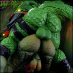  2023 3d_(artwork) all_fours anthro anthro_on_anthro anus artist_name backsack balls big_balls big_butt butt crossover digital_media_(artwork) dragon duo epic_games erection ewr_115 fortnite genitals glowing glowing_eyes green_body green_scales hi_res hybrid_(fortnite) male male/male mortal_kombat on_top penis perineum rear_view reptile_(mortal_kombat) saurian_(mortal_kombat) scales scalie thick_thighs 