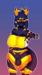  animal_genitalia anthro ball_tuft big_breasts black_body black_fur black_sclera bottomless breasts canid canine cheek_tuft clothed clothing dipstick_tail ear_tuft facial_tuft fox fully_sheathed fur genitals gusta gynomorph hair hi_res highlights_(coloring) holding_clothing holding_object holding_underwear intersex looking_at_viewer mammal markings naranja_(gusta) orange_eyes orange_highlights orange_markings orange_stripes sheath solo stripes tail tail_markings topwear topwear_only tube_top tuft underwear 