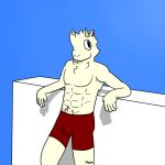  abdominal_hair abs anthro bovid boxers_(clothing) bulge caprine clothed clothing fluffy fur goat horn male mammal muscular muscular_anthro muscular_male pecs phoen pose pubes red_clothing relaxing solo tan_body tan_fur topless underwear 