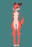  anthro azoomer breasts featureless_crotch female green_eyes hands_behind_back hi_res horn kobold looking_at_viewer nude pasties small_breasts smile solo 