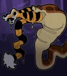  anthro bodily_fluids bulge duo felid female gulp_(sound_effect) hypnofood kaa_(jungle_book) low_res male mammal neck_bulge oral_vore pantherine reptile saliva sascha_(hypnofood) scalie snake sound_effects swallowing the_jungle_book tiger vore 