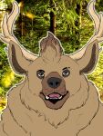  anthro bear cheek_tuft deer facial_tuft fluffy forest forest_background hi_res horn hybrid male mammal nature nature_background plant pumex solo tree tuft 