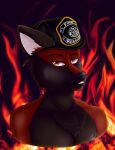  anthro armor badge blaze_wolf canid canine canis fire firefighter firefighter_helmet headgear helmet hi_res looking_at_viewer male mammal pose posing_for_picture shadakit solo wolf 