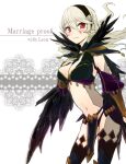  alternate_costume breasts corrin_(female)_(fire_emblem) corrin_(fire_emblem) fire_emblem fire_emblem_fates furan_(c5h5o) hairband long_hair looking_at_viewer medium_breasts navel pointy_ears red_eyes smile thighs white_hair 