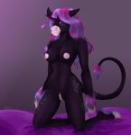  &lt;3 anthro artist_name azura_(sadie-the-wolf) blue_hair breasts equid equine exposed_breasts facial_spots female front_view full-length_portrait fur genitals hair hi_res hooves horn huskii-s kneeling looking_at_viewer mammal mouth_closed multicolored_hair narrowed_eyes navel nipples nude pink_eyes pink_hair pink_nipples portrait purple_body purple_fur pussy simple_background solo spotted_face tail tail_tuft tuft two_tone_hair unicorn 