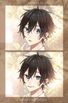  1boy ahoge aji_(eatfishfly) black_hair blue_eyes commentary_request dated hair_between_eyes happy_birthday highres hori-san_to_miyamura-kun looking_at_viewer male_focus miyamura_izumi short_hair smile teeth twitter_username 