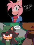  absurd_res amy_rose anthro bat black_hair clothed clothing eulipotyphlan female hair hedgehog hi_res male mammal pink_hair red_eyes rouge_the_bat sega shadow_the_hedgehog sonic_the_hedgehog_(series) speech_bubble the_murder_of_sonic_the_hedgehog thought_bubble toonsite 
