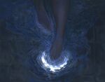  1other barefoot blue_theme crescent_moon feet foot_focus from_above moon night original out_of_frame pavement pov scenery solo standing toenails wading water yinertang 