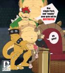  anthro bowser dragon duo genitals hi_res koopa lagomorph leporid lizard male male/male mammal mario_bros mr.brapion musclegut muscular nintendo nipples pawpads penis rabbit reptile scalie sex throne_room 