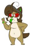  2016 3_fingers alpha_channel anthro biped breasts brown_body brown_fur brown_hair brown_tail chokovit_(artist) colored digital_drawing_(artwork) digital_media_(artwork) eyewear eyewear_only featureless_breasts feet female fingers fur glasses glasses_only green_inner_ear green_nose green_pawpads green_tongue hair hand_on_hip hi_res mammal mole_under_mouth naturally_censored navel nude pawpads red_sclera rodent round_glasses simple_background solo species_request tail tongue tongue_out transparent_background white_eyes 