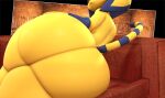  3d_(artwork) animal_crossing ankha_(animal_crossing) anthro big_butt butt butt_focus cindablimp digital_media_(artwork) felid feline female furniture hand_on_butt hi_res huge_butt looking_back lying_on_sofa mammal markings nintendo nude on_sofa sofa solo source_filmmaker striped_markings striped_tail stripes tail tail_markings thick_thighs yellow_body 