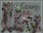  absurd_res anthro canid canine canis collar crowo_(crowofox) digital_media_(artwork) domestic_dog english_text fox fur german_shepherd herding_dog hi_res hybrid male mammal model_sheet pastoral_dog pawpads paws solo standing tail text wolf 