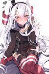  1girl amatsukaze_(kancolle) amatsukaze_kai_ni_(kancolle) atsutoku blush closed_mouth grey_hair hair_between_eyes hair_tubes highres kantai_collection long_hair solo two_side_up yellow_eyes 